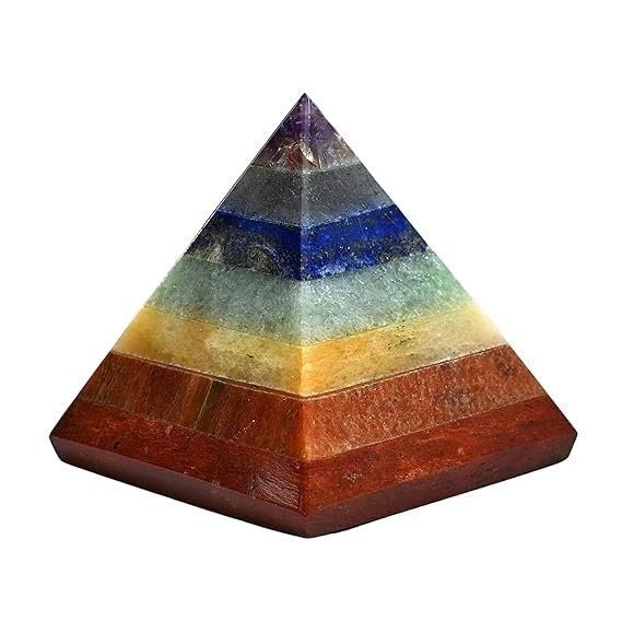 Divinity Crystals™ | Natural Chakra (Bonded) Lab-Tested Pyramid - 2" Inch Crystal Certified Pyramid for Positive Energy, Vastu, Reiki, Feng Shui and Chakra Restorative Energy Balancing